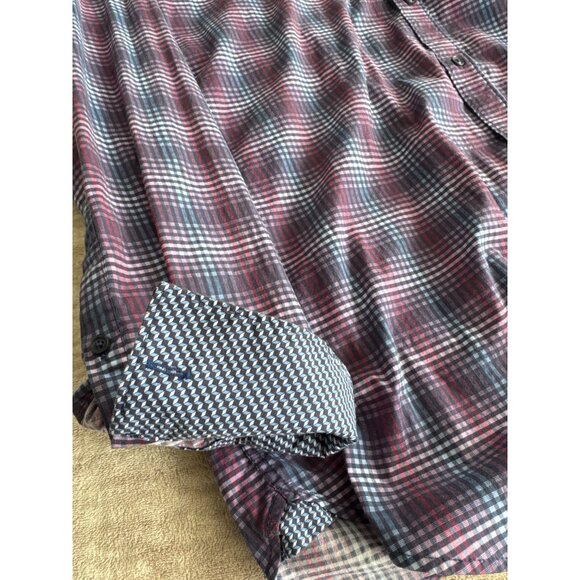 Mens Society Of Threads Comfort Stretch Slim Fit Plaid Long Sleeve Button-Down S - Picture 6 of 7